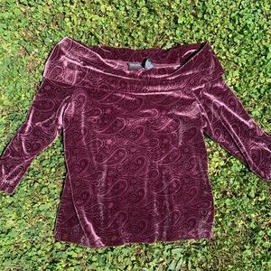 Purple, Velvet, off the shoulder blouse